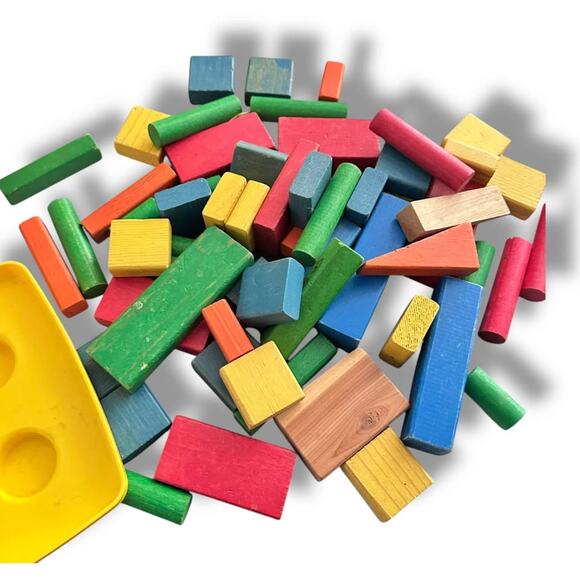 Vintage wood play building blocks - Picture 1 of 4